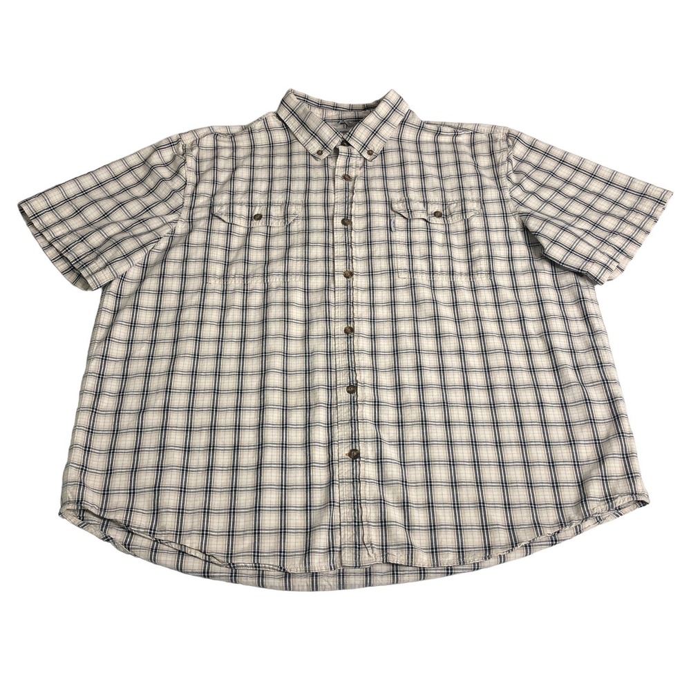 Carhartt Fort Plaid Shirt Mens 2XL Relaxed Fit Flap Pocket Short Sleeve Workwear
